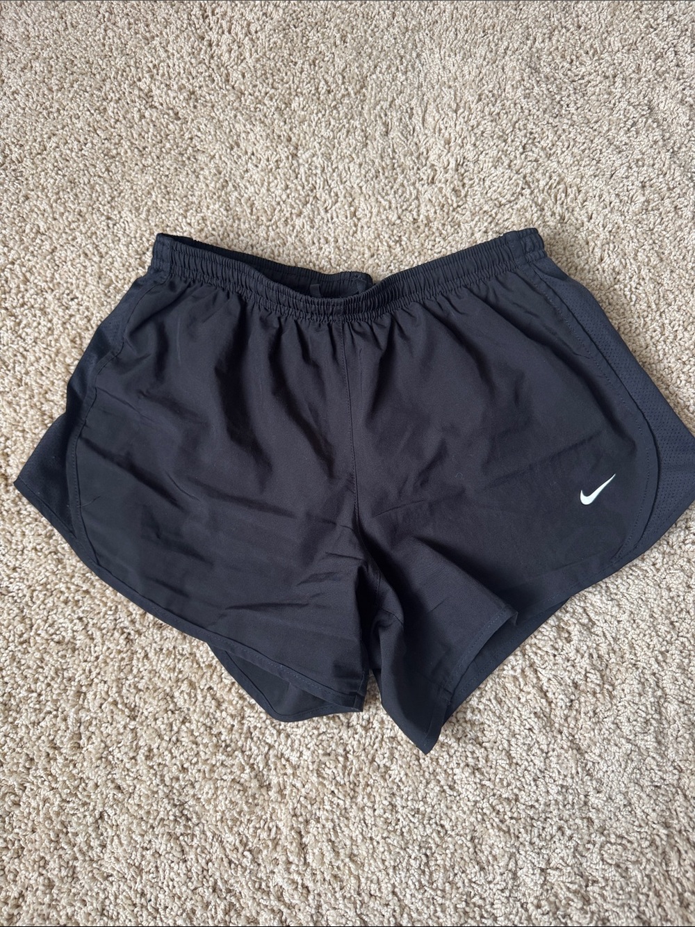 Nike Women's Black Athletic Running Shorts with White Swoosh